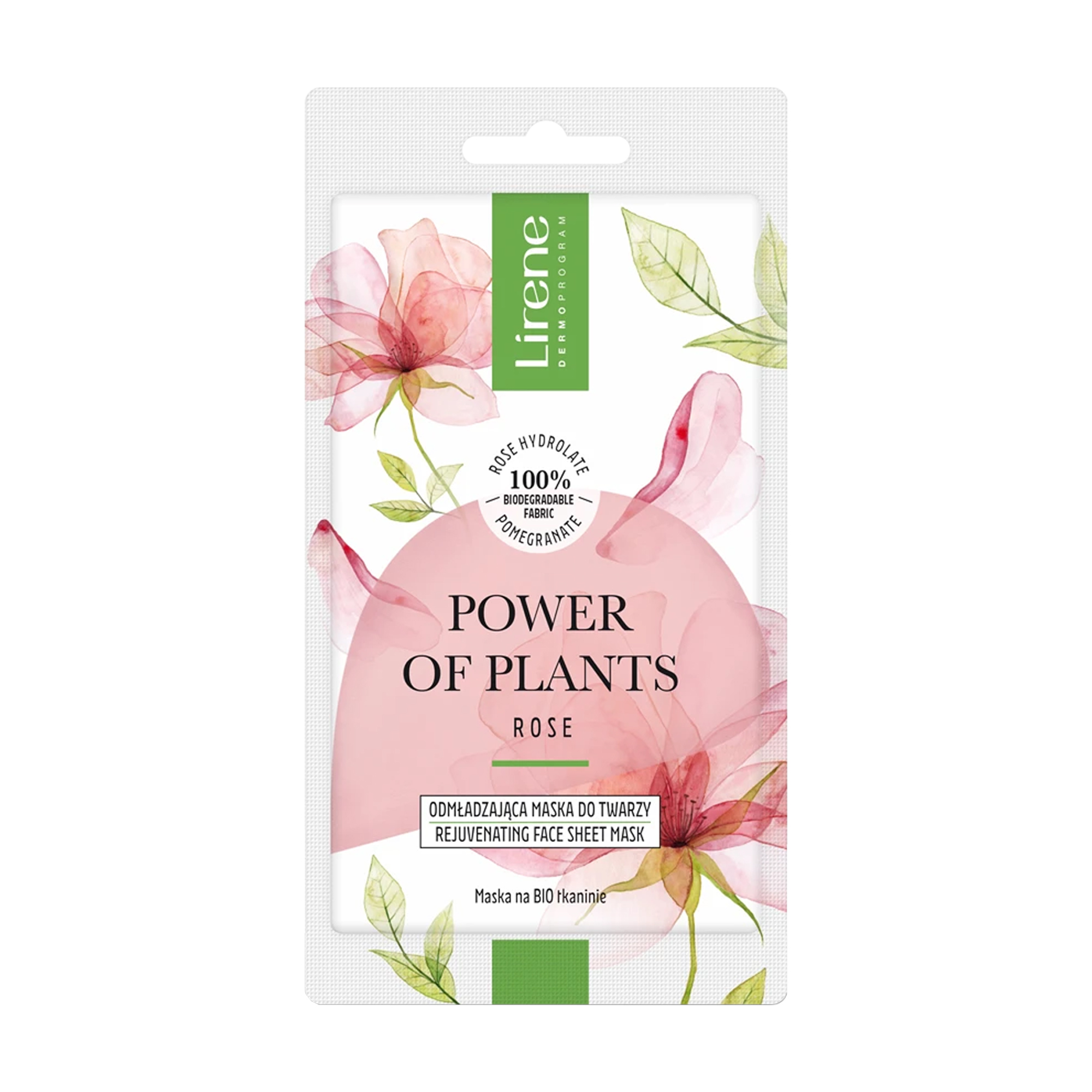 

Уцінка! Омолоджувальна тканинна маска для обличчя Lirene Power Of Plants Rose, 17 г