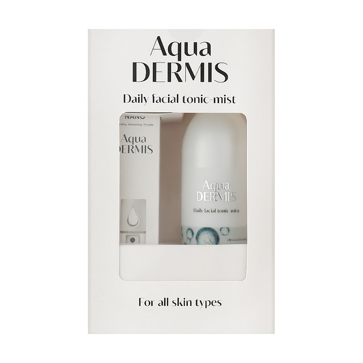 

Набір для обличчя та тіла AquaDermis Daily Facial Tonic Mist (тонік-міст, 250 мл + нано-спрей, 15 мл)