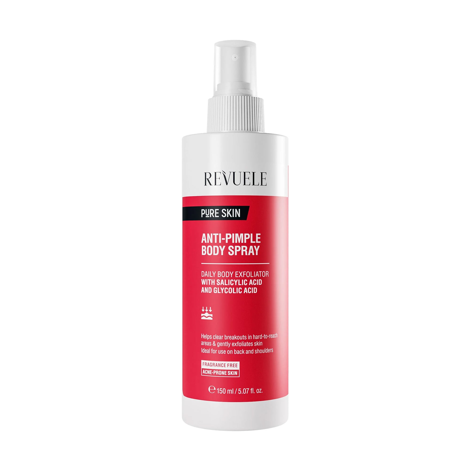 

Уцінка! Спрей для тіла Revuele Pure Skin Anti-Pimple Body Spray проти прищів, з саліциловою та гліколевою кислотами, 150 мл
