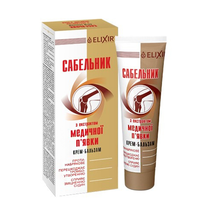 

Крем-бальзам Еліксір Шабельник з екстрактом медичної п'явки, 75 мл