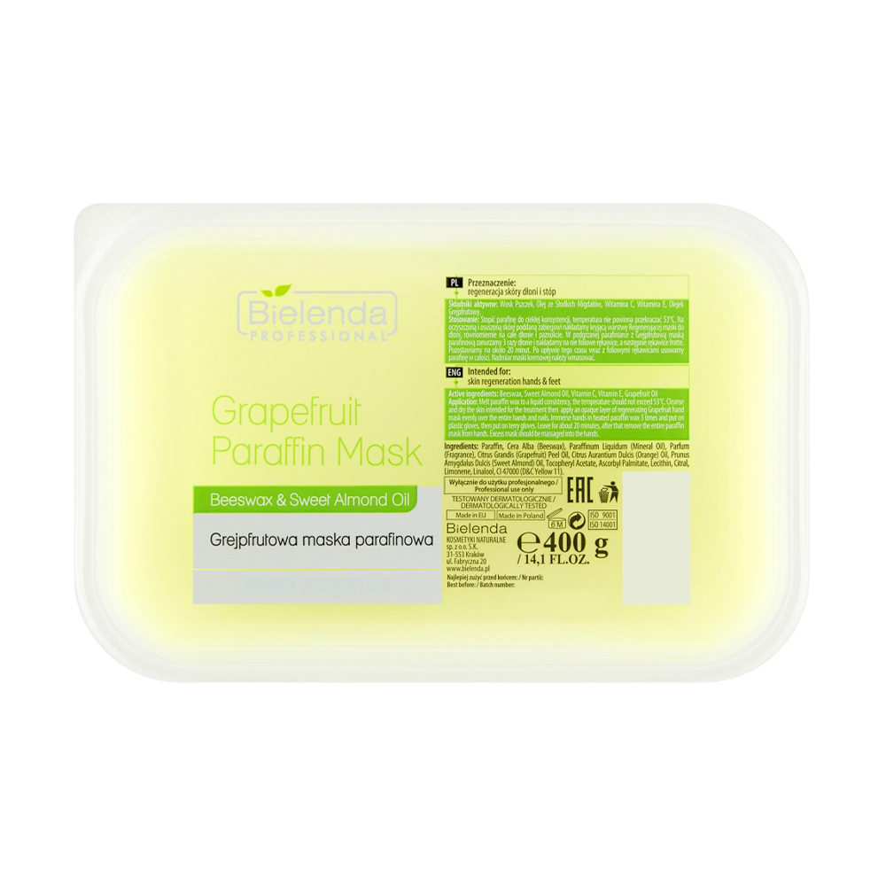 

Уцінка! Парафінова маска для рук та ніг Bielenda Professional Hand Program Grapefruit Paraffin Mask Beeswax & Sweet Almond Oil, 400 г