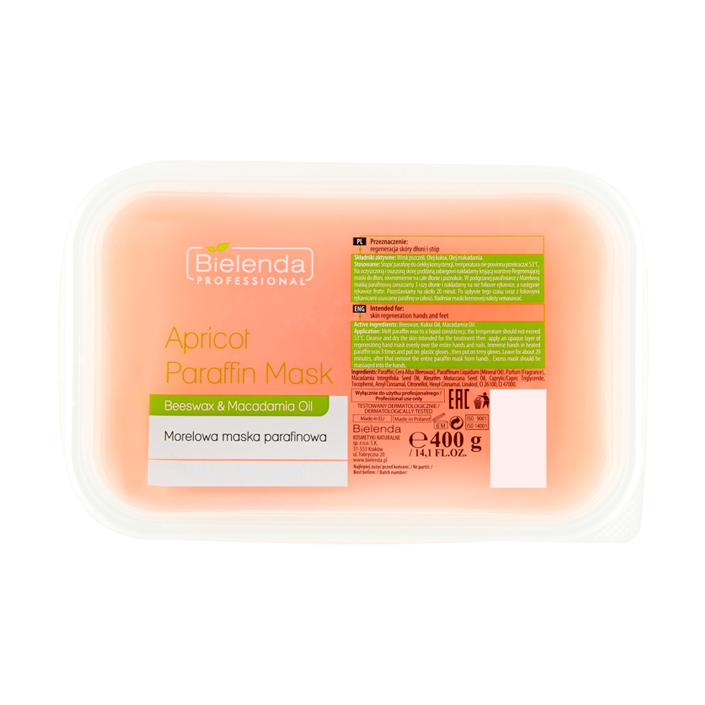 

Уцінка! Парафінова маска для рук та ніг Bielenda Professional Hand Program Apricot Paraffin Mask Beeswax & Macadamia Oil, 400 г