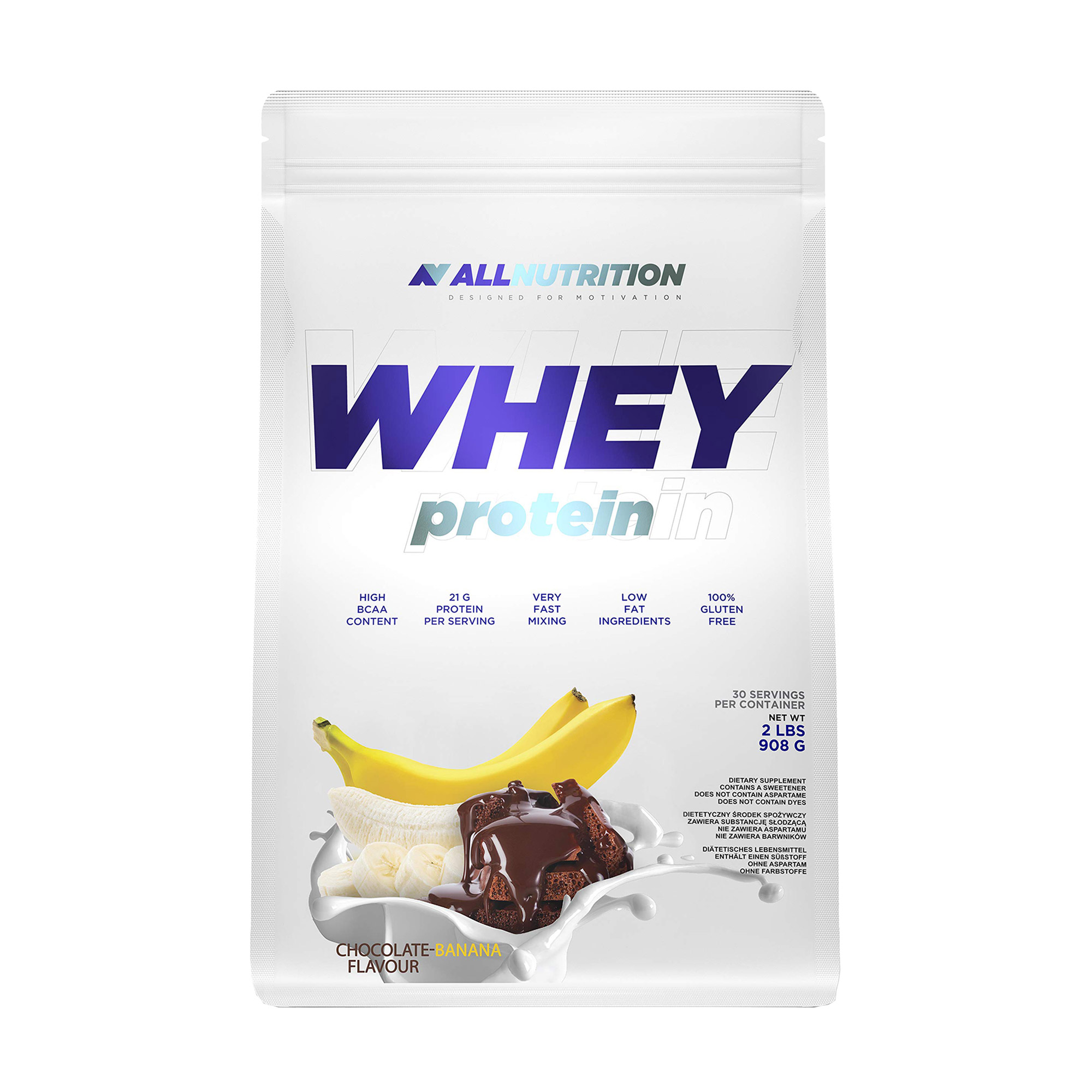

Протеїн AllNutrition Whey Protein в порошку, з шоколадно-банановим смаком, 908 г