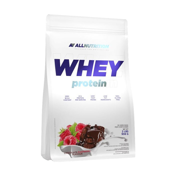 

Протеїн AllNutrition Whey Protein в порошку, з шоколадно-малиновим смаком, 908 г
