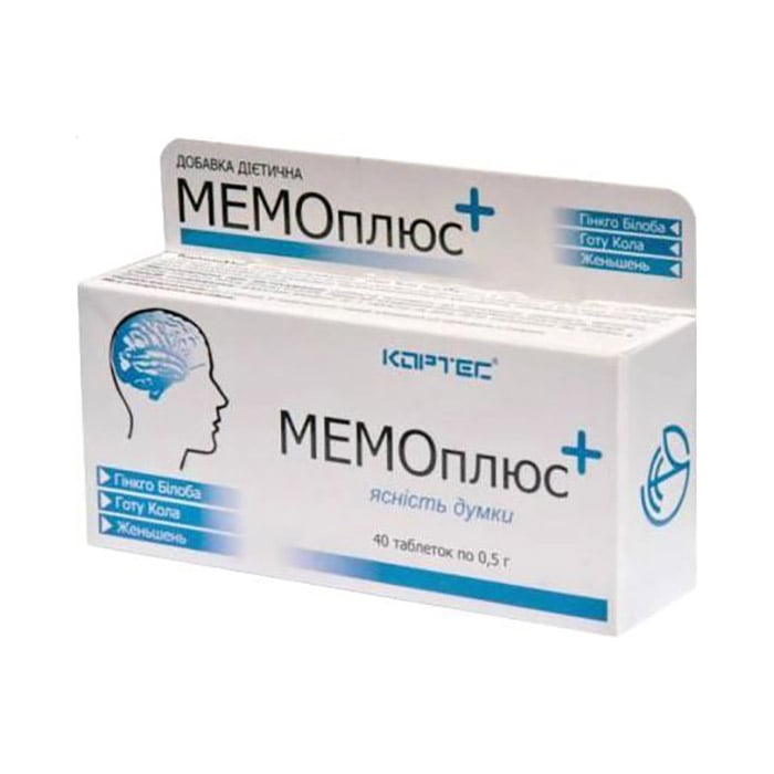 

Мемо Плюс Кортес Memo Plus 500 мг, 40 таблеток