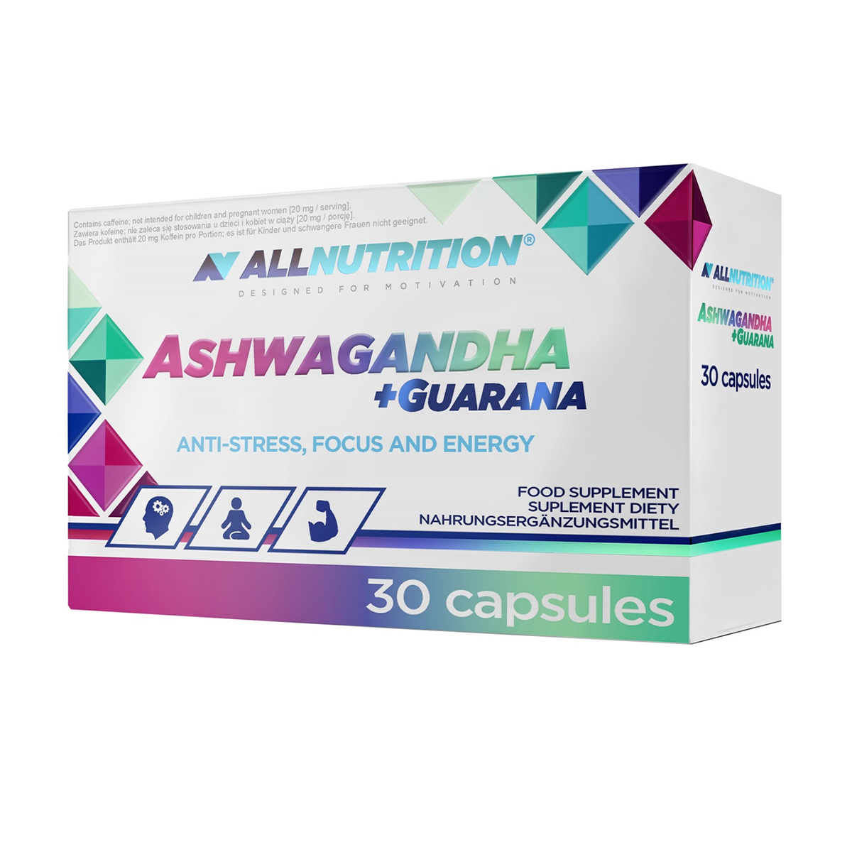 

Ашваганда AllNutrition Ashwagandha + Guarana з гуараною, 30 капсул