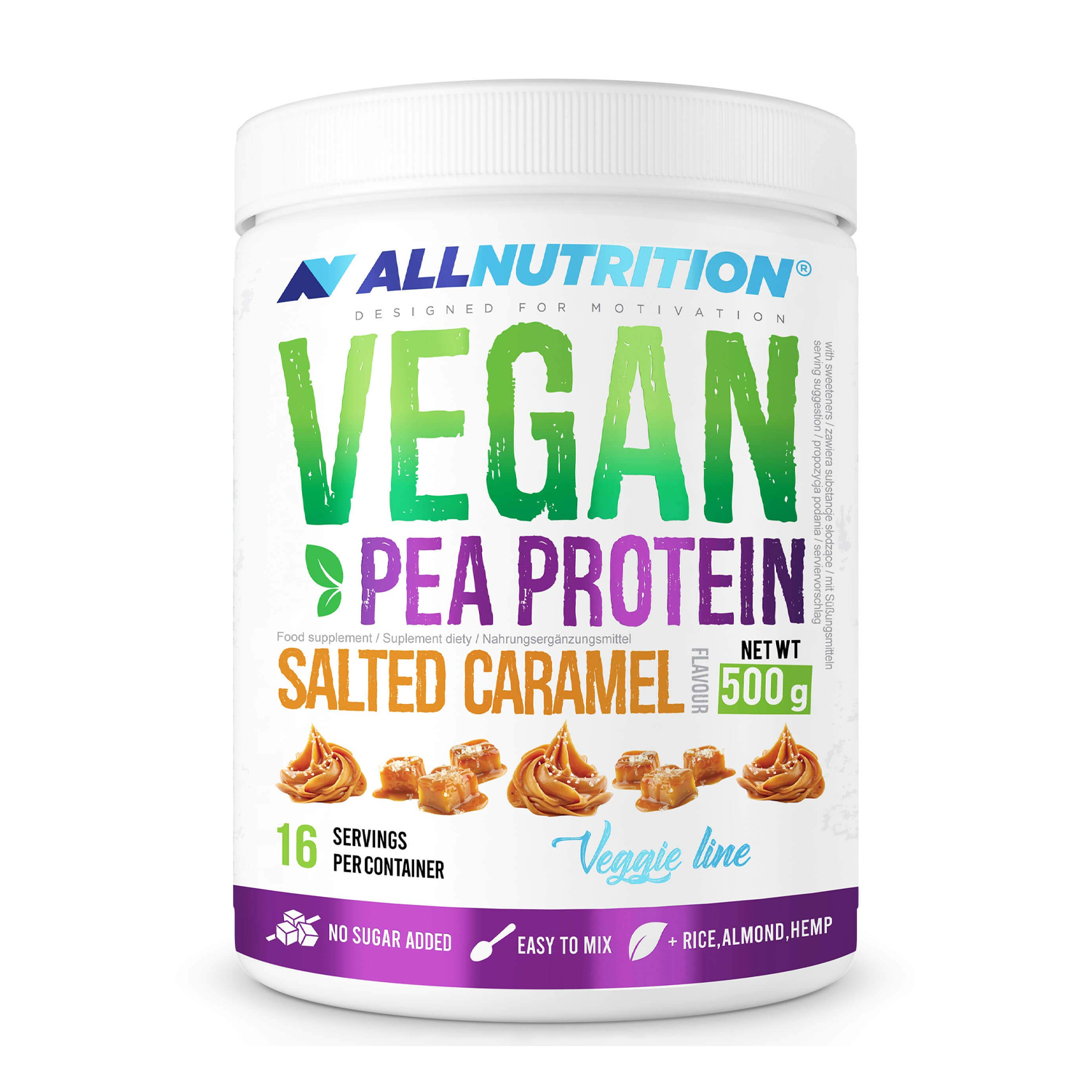 

Протеїн AllNutrition Pea Vegan Protein в порошку, зі смаком солоної карамелі, 500 г