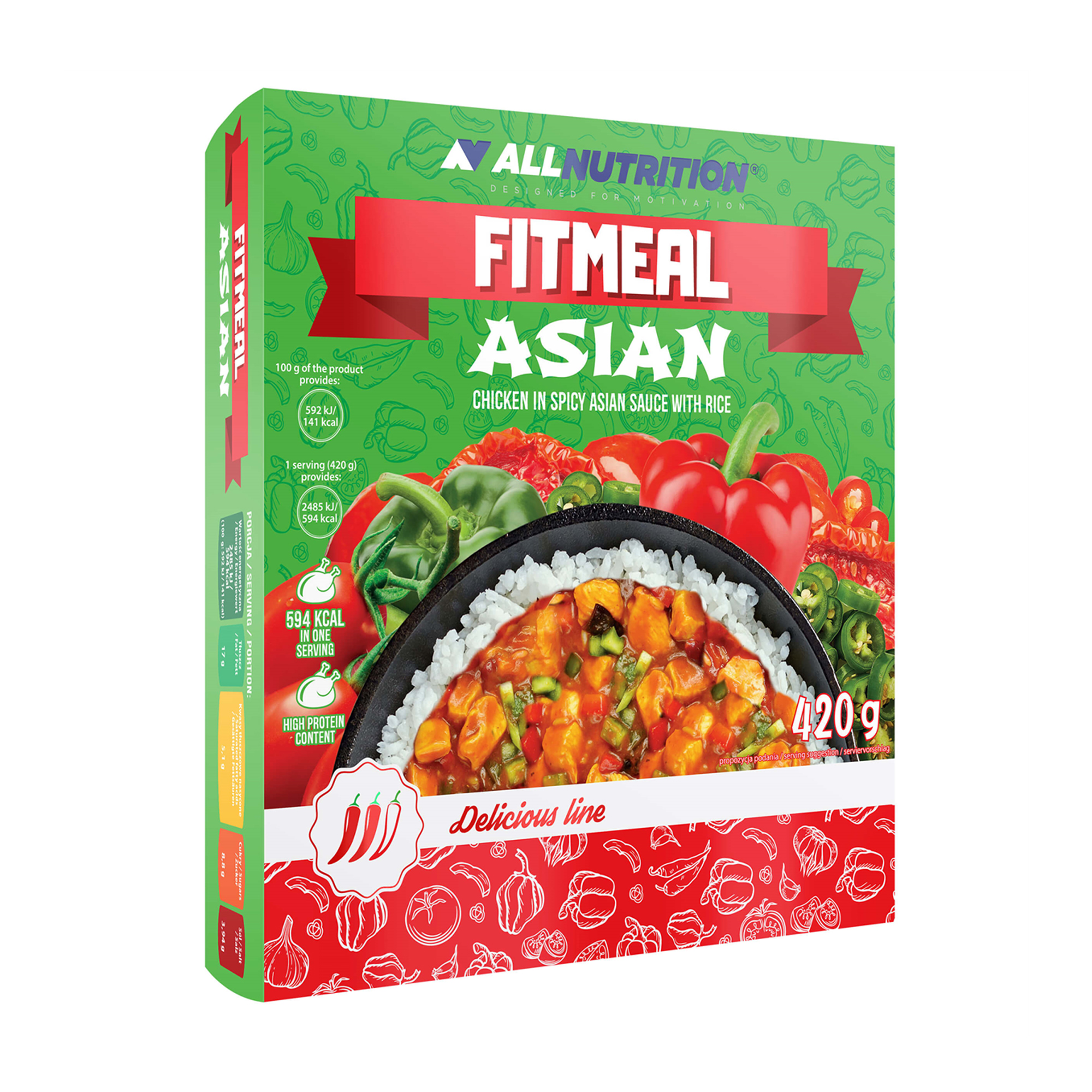 

Протеїнова страва швидкого приготування AllNutrition Fitmeal Asian, 420 г