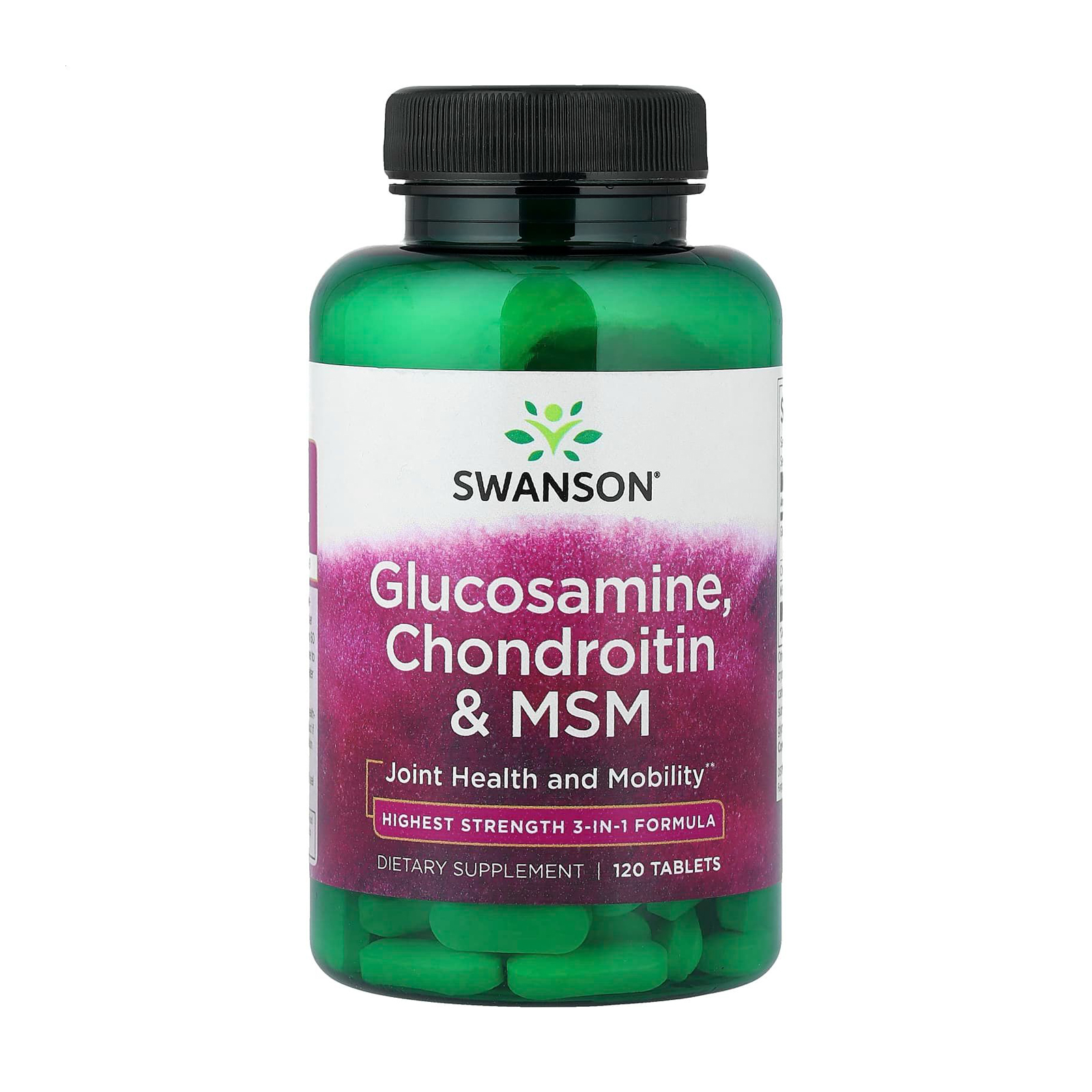 

Глюкозамін, хондроїтин і МСМ Swanson Glucosamine, Chondroitin & MSM, 120 таблеток