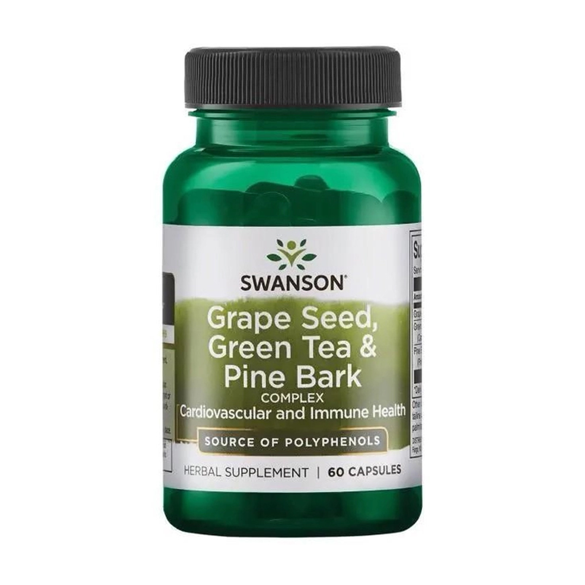 

Зелений чай Swanson Grape Seed Green Tea & Pine Bark з виноградних кісточок і соснова кора, 60 капсул
