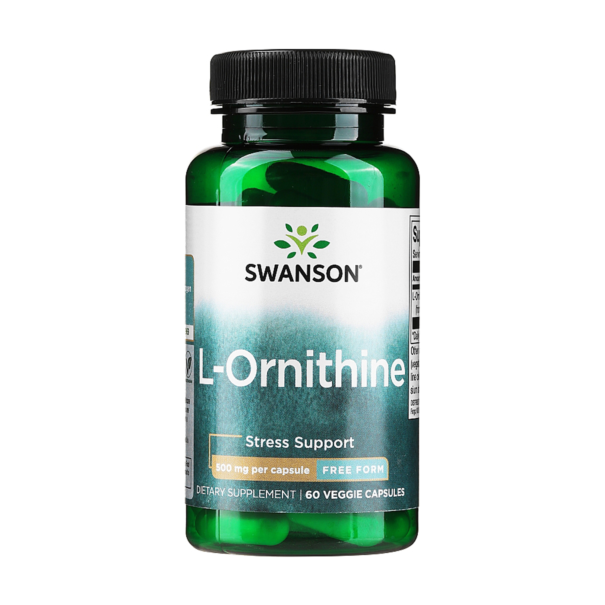 

L-орнітин Swanson L-Ornithine 500 мг, 60 веганських капсул