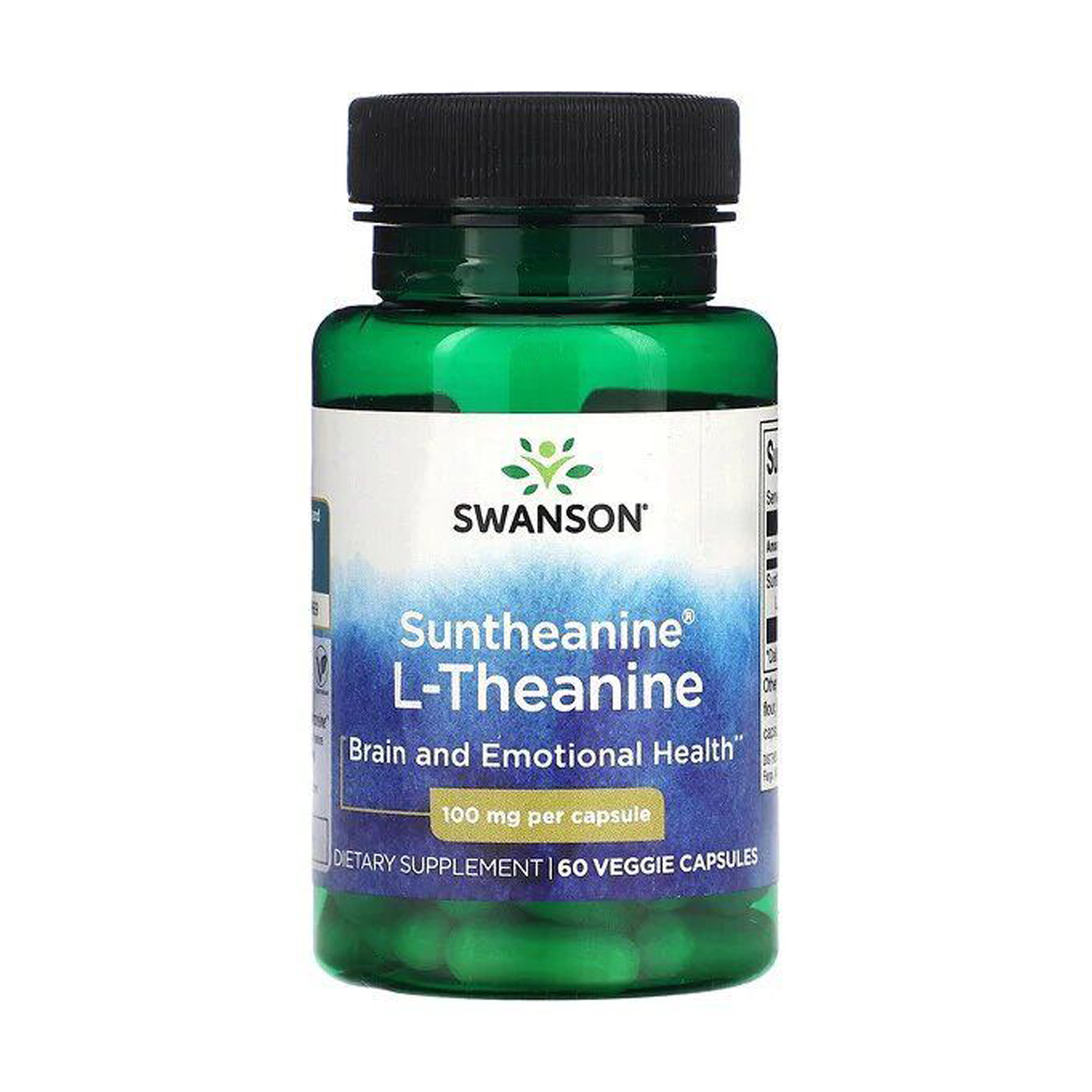 

Сантеанін L-Теанін Swanson Suntheanine L-Theanine 100 мг, 60 рослинних капсул