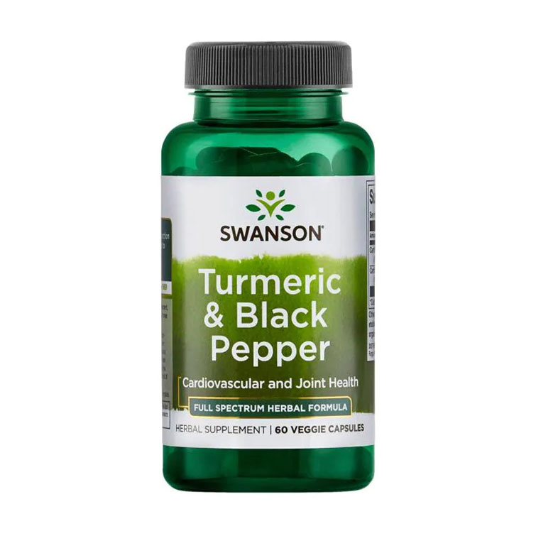 

Куркума та чорний перець Swanson Turmeric & Black Pepper, 60 вегетеріанських капсул