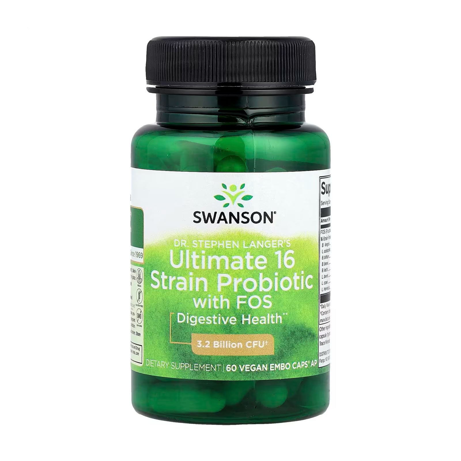 Пробіотик Swanson Dr. Stephen Langer's Ultimate 16 Strain Probiotic With FOS, 60 рослинних капсул