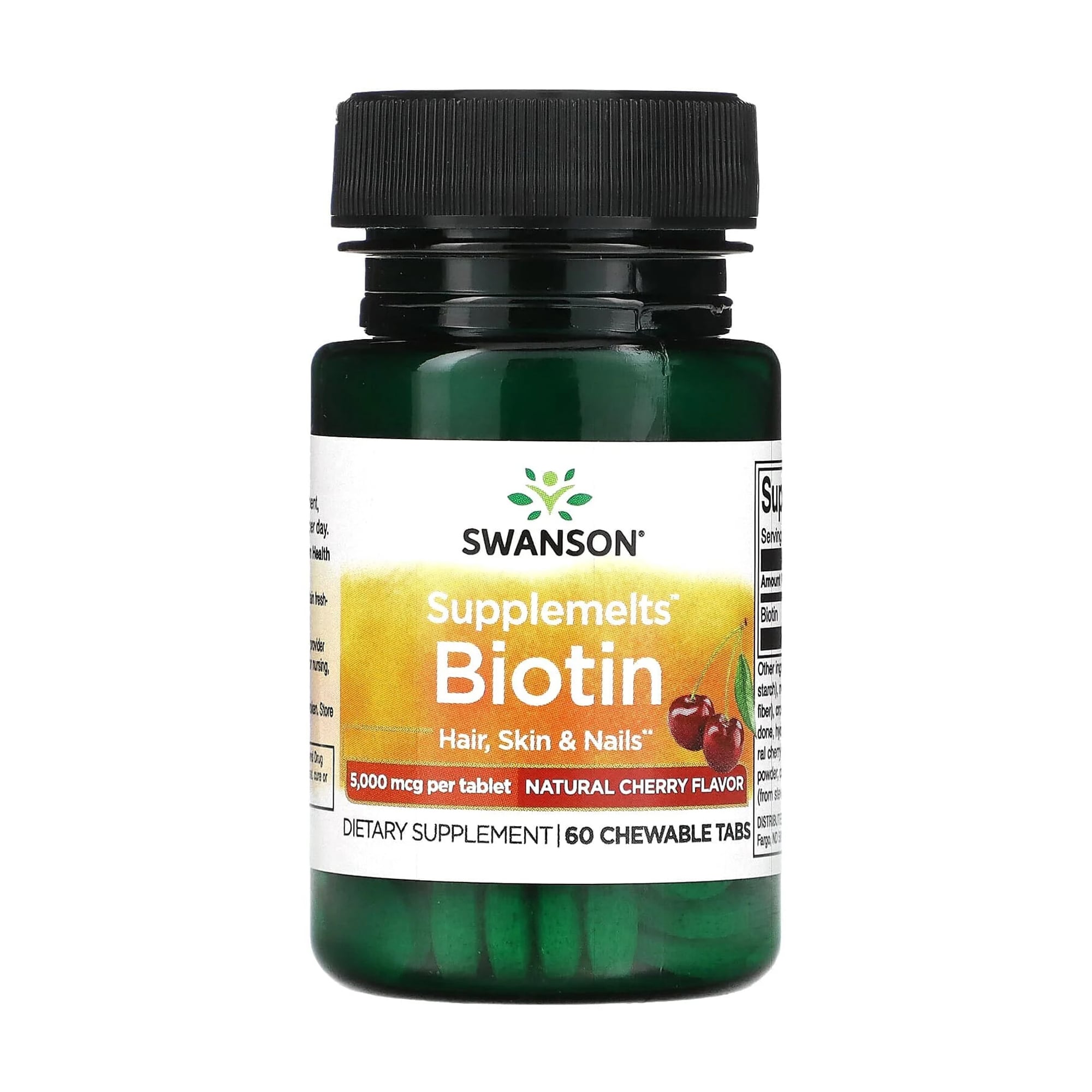 

Біотин Swanson Supplemelts Biotin 5000 мгк, з натуральним смаком вишні, 60 жувальних таблеток