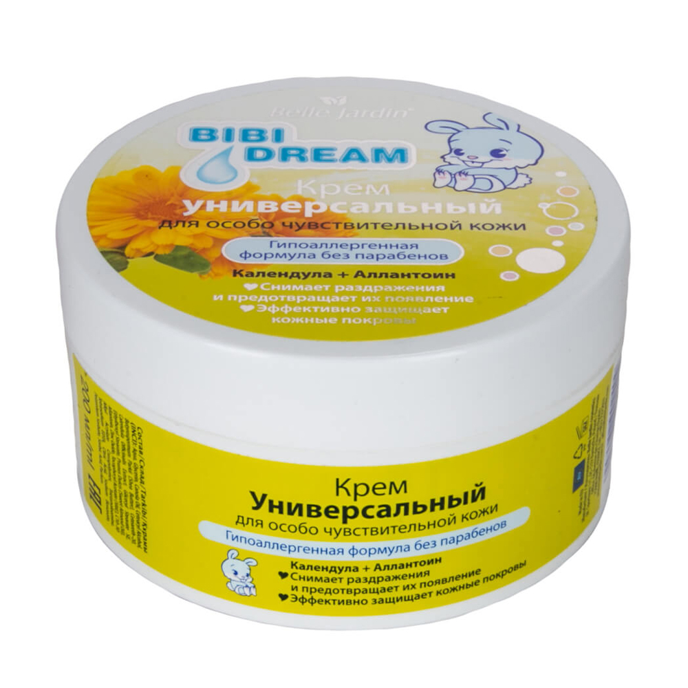 

Універсальний крем Belle Jardin Bibi Dream для особливо чутливої шкіри, з календулою та алантоїном, 200 мл