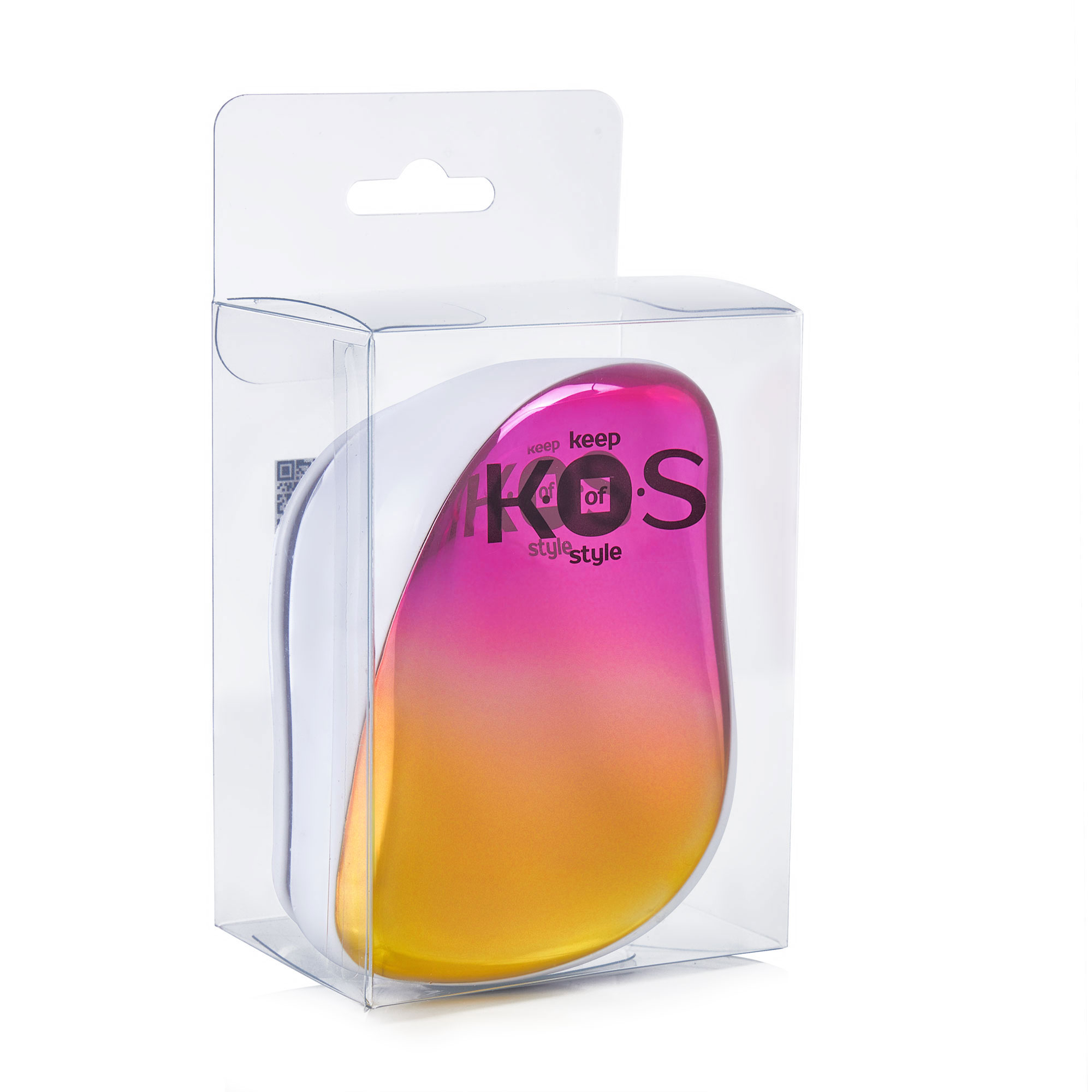 

Масажна щітка для волосся K.O.S з кришкою, жовто-рожева, 1 шт