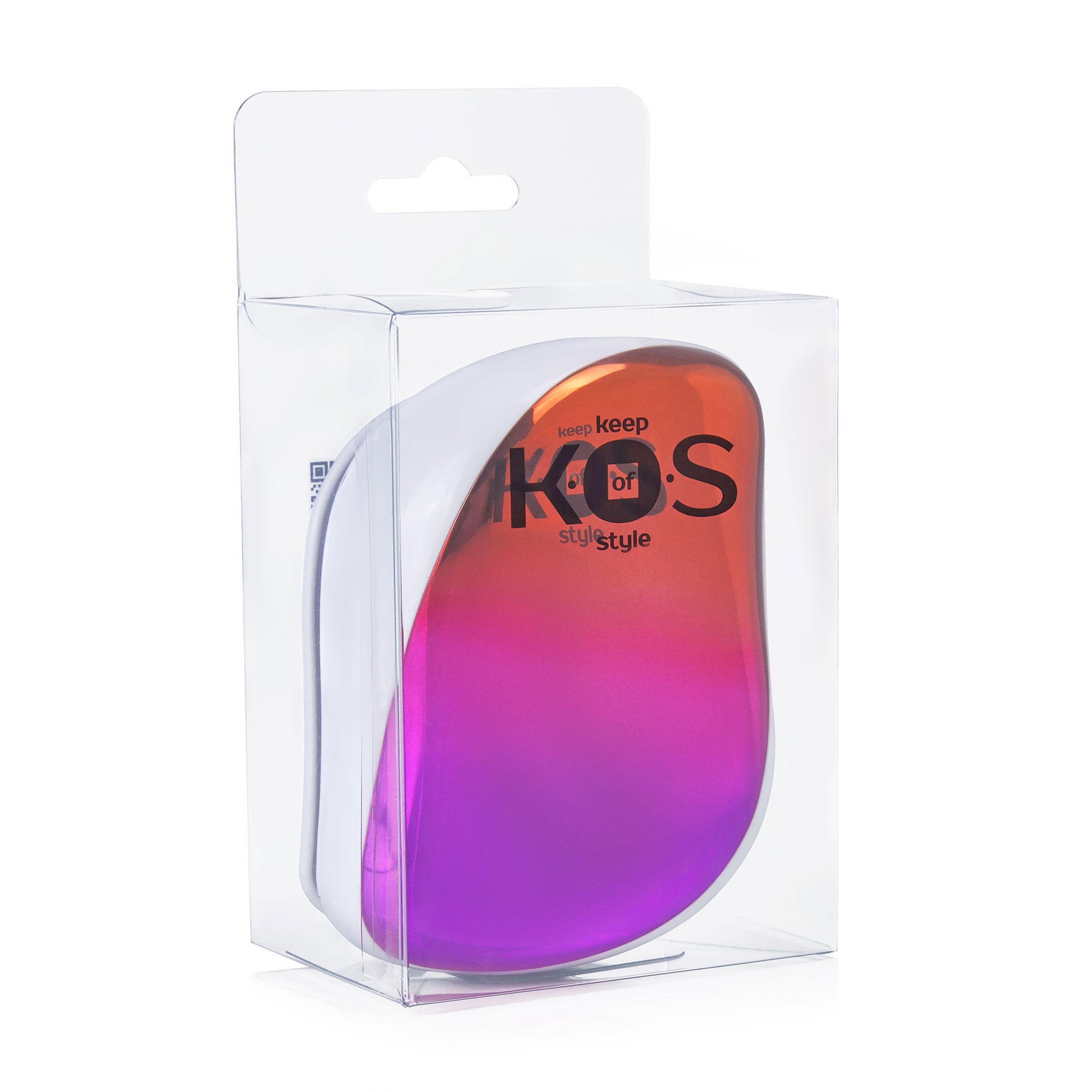 

Масажна щітка для волосся K.O.S з кришкою, червоно-фіолетова, 1 шт