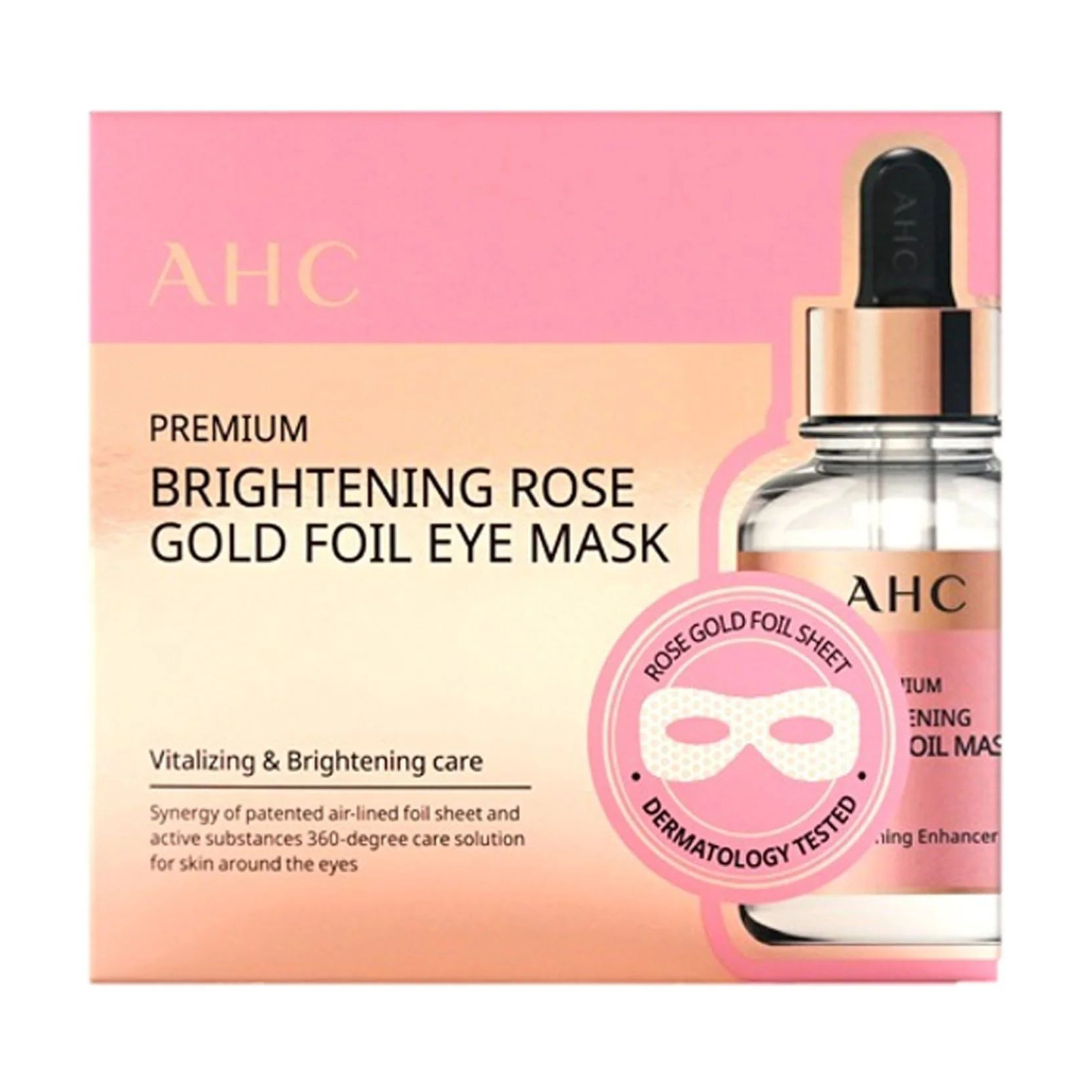 

Уцінка! Фольгована маска для шкіри навколо очей AHC Premium Brightening Rose Gold Foil Eye Mask, 5*7 мл