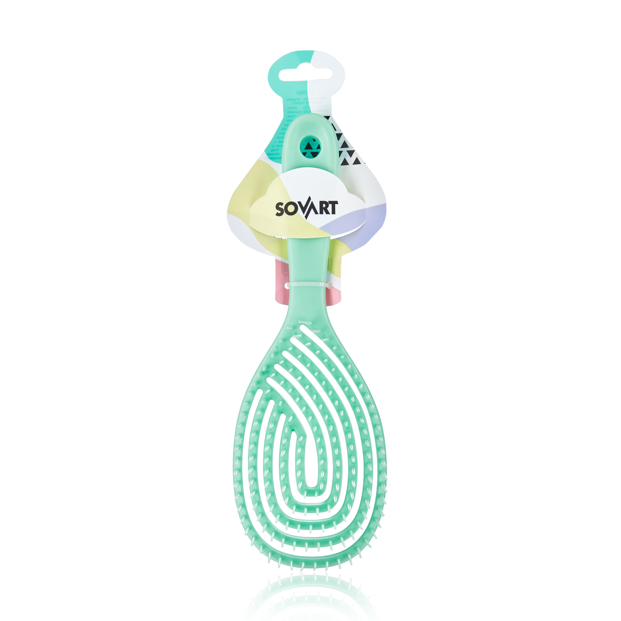 

Масажна щітка для волосся Sovart продувна, овальна, зелена, 1 шт