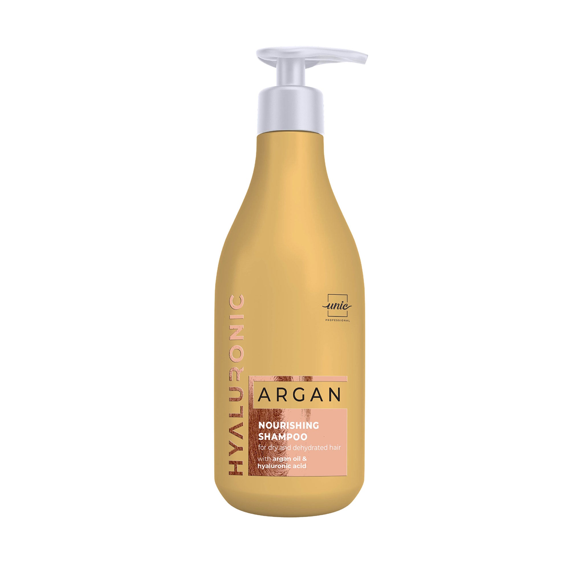 

Живильний шампунь Unic Hyaluronic Argan Nourishing Shampoo для сухого та зневодненого волосся, 500 мл