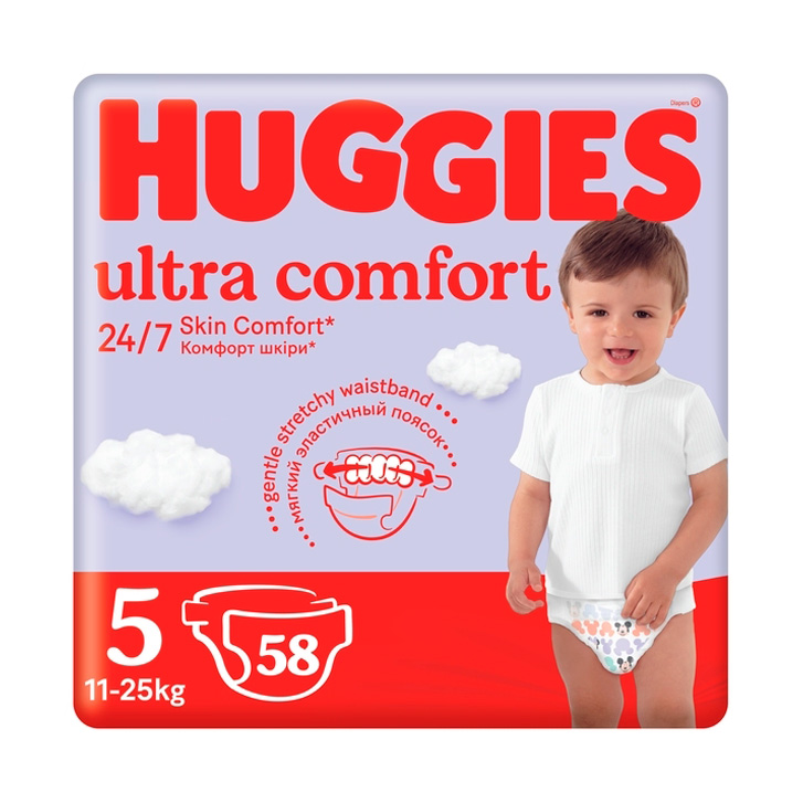 

Уцінка! Підгузки Huggies Ultra Comfort розмір 5 (11-25 кг), 58 шт