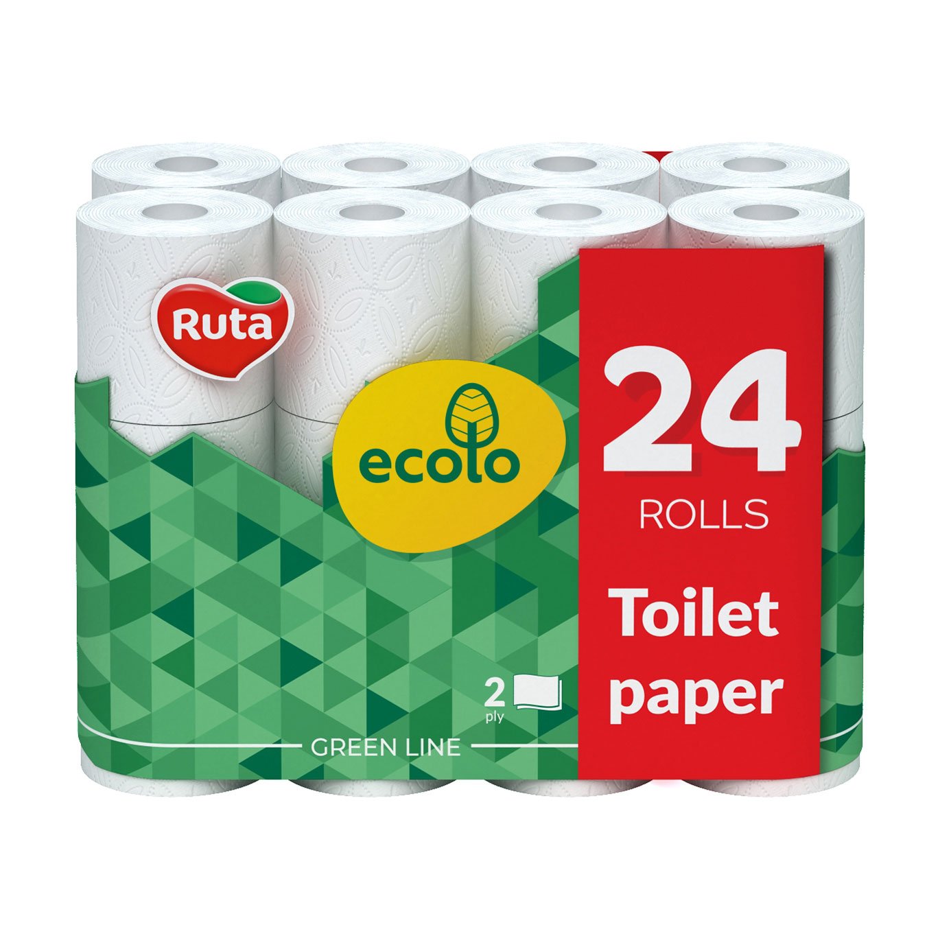 

Туалетний папір Ruta Ecolo білий, 2-шаровий, 24 рулони
