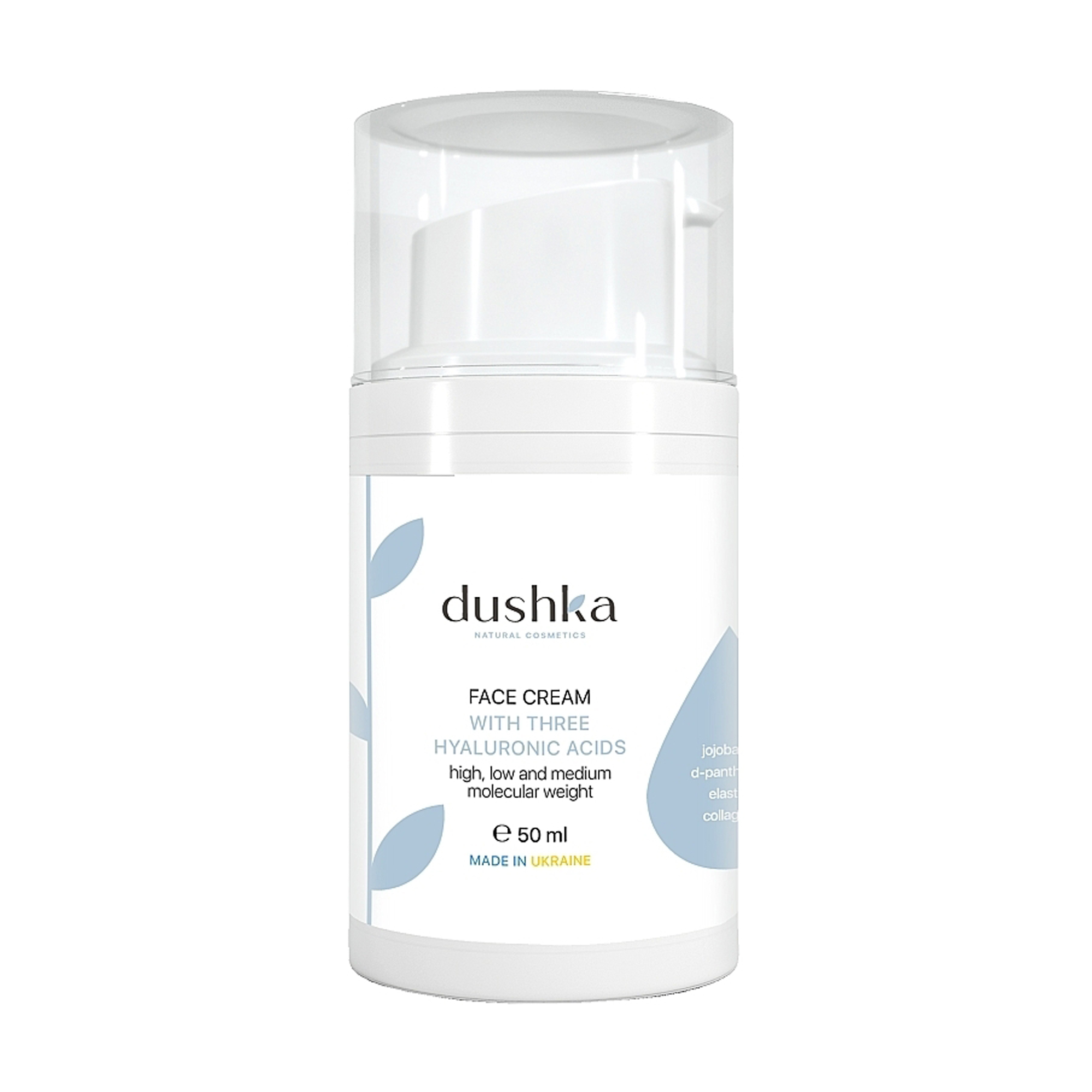 Крем для обличчя Dushka Face Cream з трьома гіалуроновими кислотами, 50 мл