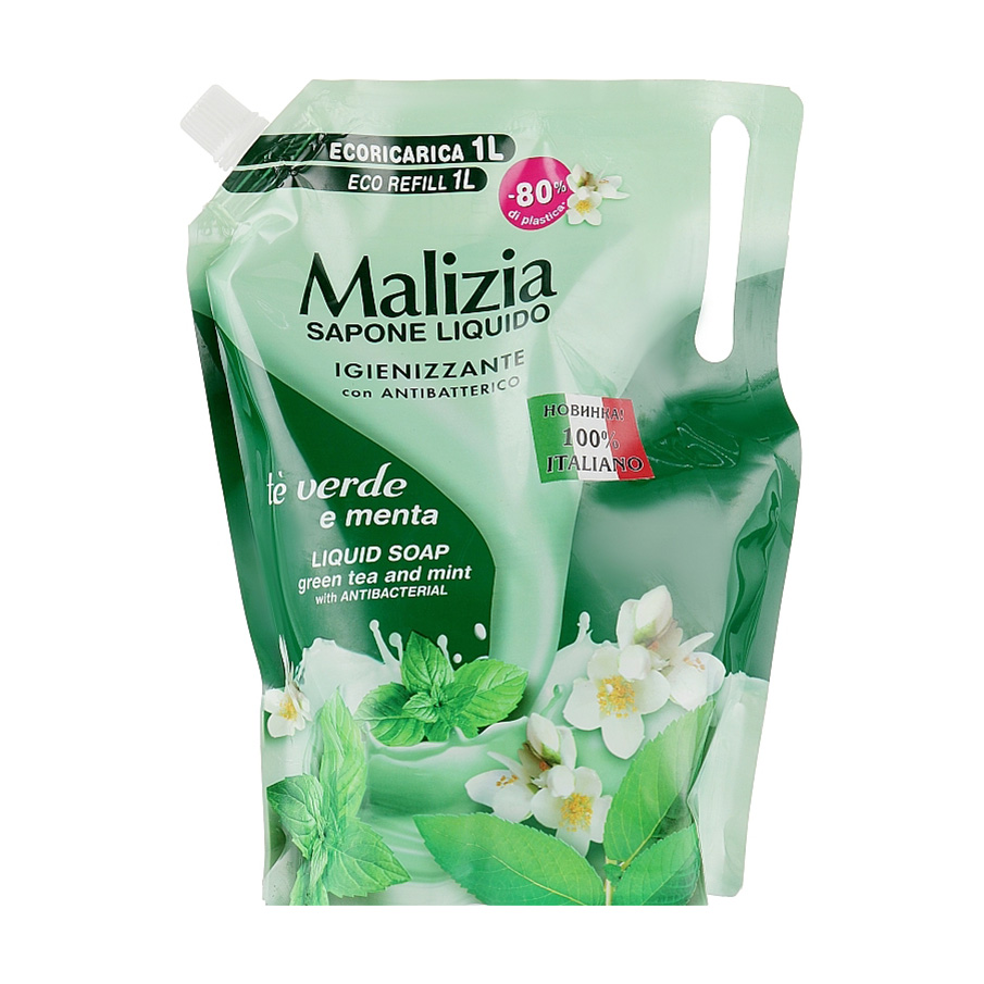 

Рідке мило для рук Malizia Liquid Soap Green Tea And Mint, 1 л (дойпак)