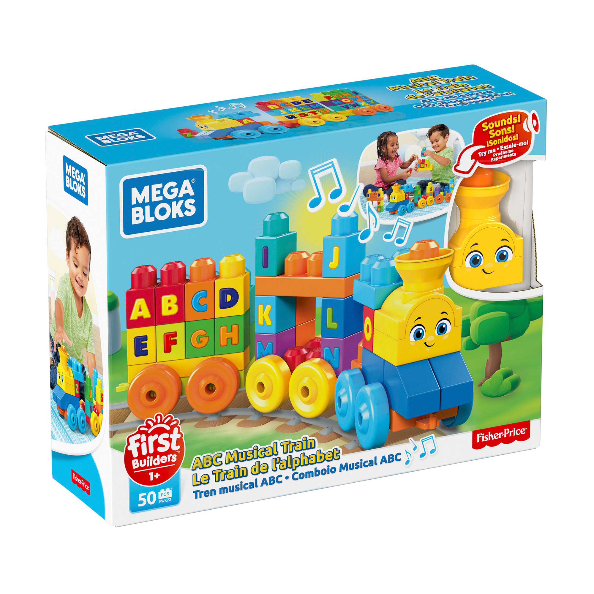 

Конструктор Mega Bloks Музичний паровозик, від 1 року, 50 деталей (FWK22)