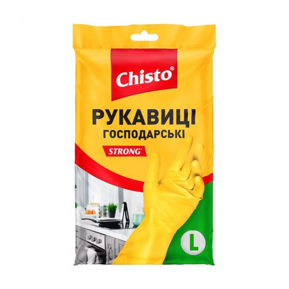 

Рукавички латексні Chisto Strong жовті, розмір L, 1 пара