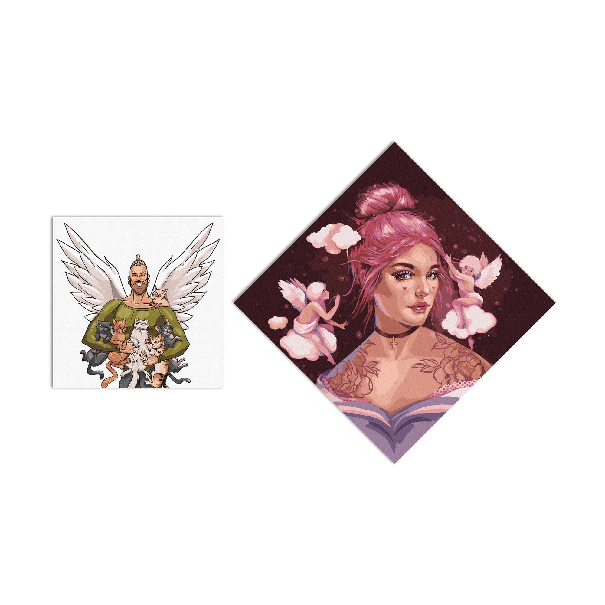 

Набір картин за номерами Ideyka (Маленькі Купідончики, 40*40 см + Рятівник тваринок, 30*30 см) (СKHO7120)