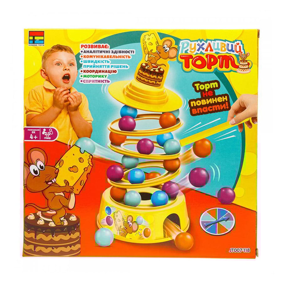 

Настільна гра Kingso Toys Рухливий торт, від 4 років, 5.5*27*27 см (JT007-118)