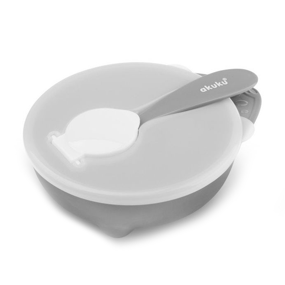 

Тарілка-контейнер Akuku з ложкою, сіра, 250 мл (A0425)