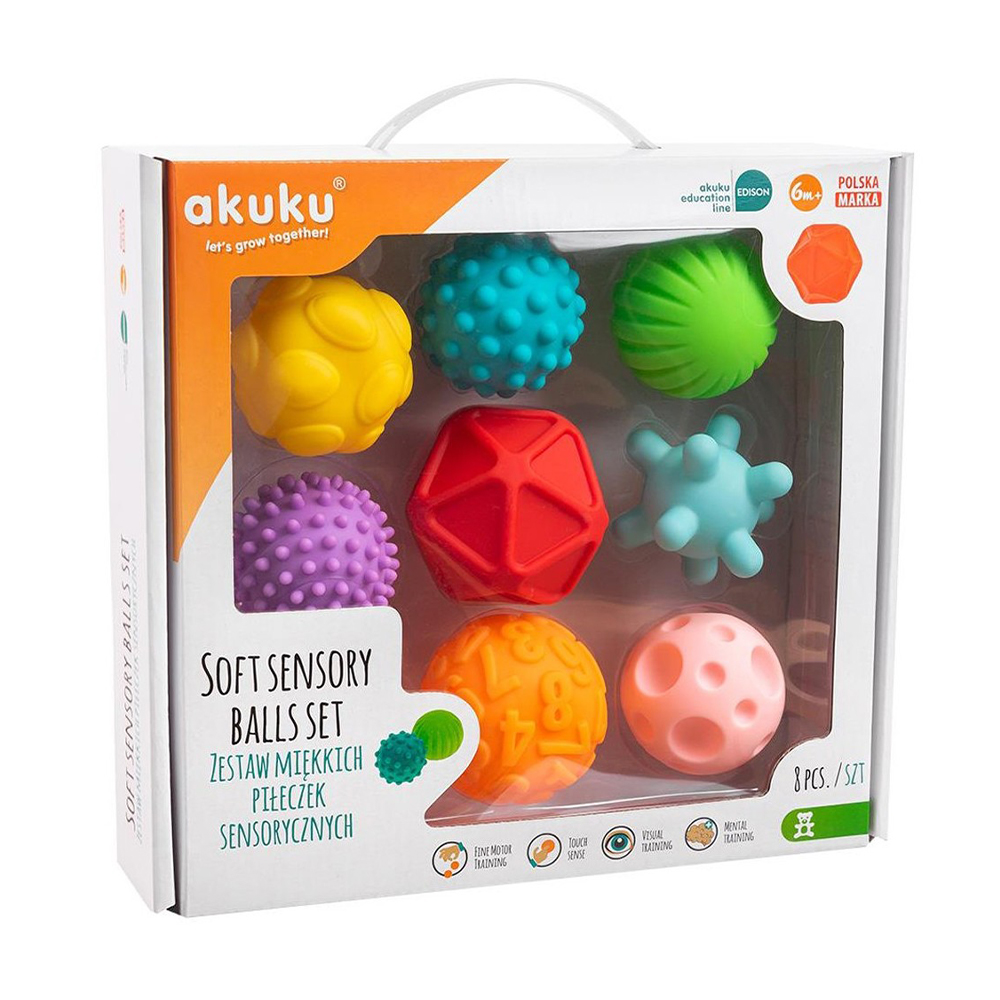 

Розвивальна гра Akuku Soft Sensory Balls, від 6 місяців, 8 шт (A0452)