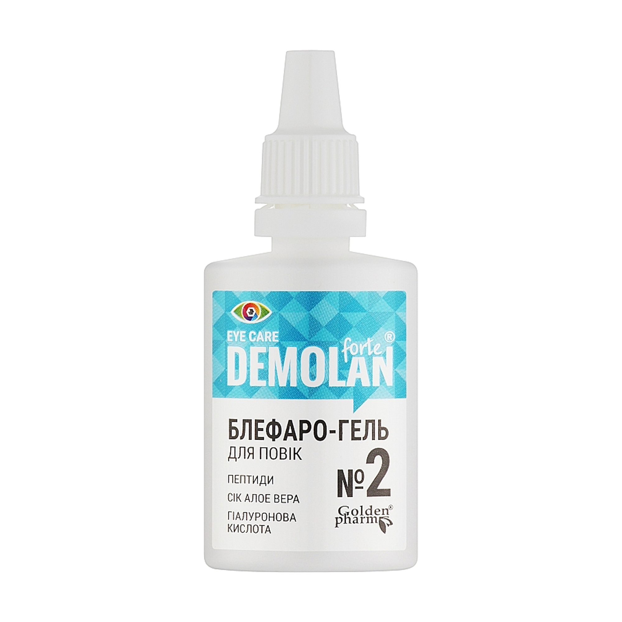 

Уцінка! Блефаро-гель для шкіри навколо очей Golden Pharm Eye Care Demolan Forte 2 з гіалуроновою кислотою та пептидами, 20 мл
