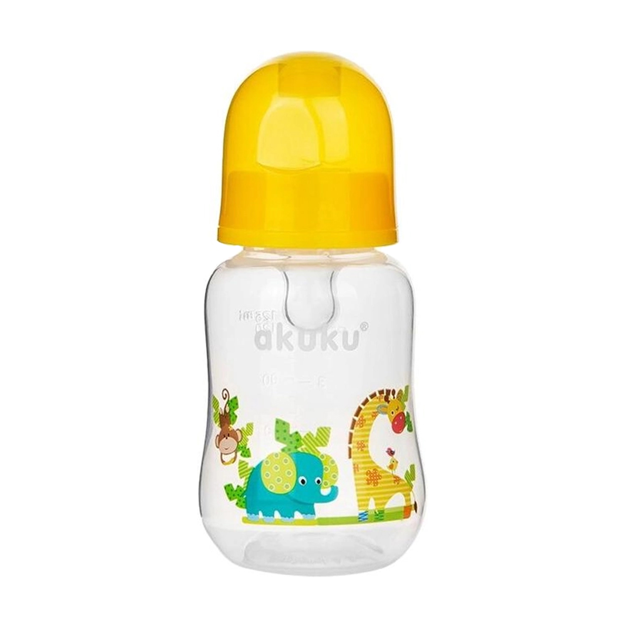 

Дитяча пляшечка для годування Akuku Bears з силіконовою соскою, з народження, жовта, 125 мл (A0004)
