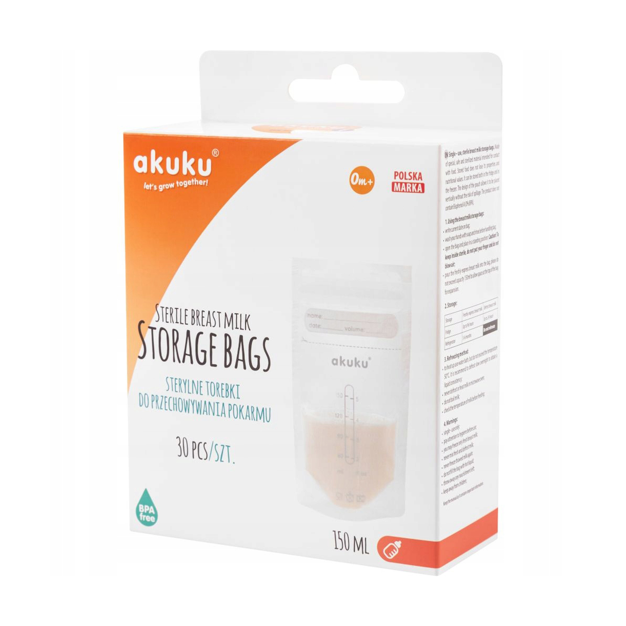 

Уцінка! Пакети для зберігання грудного молока Akuku Sterile Breast Milk Storage Bags, 30*150 мл (А0011)