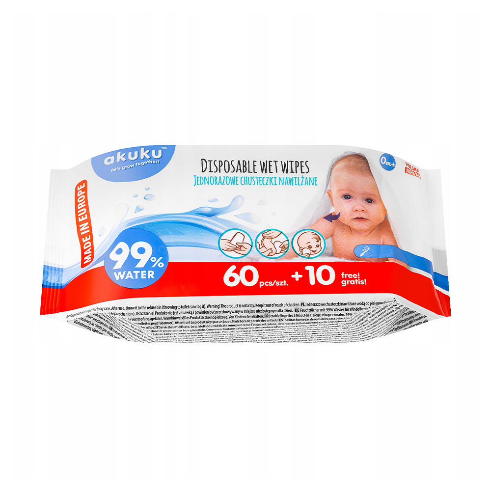 

Дитячі вологі серветки Akuku Disposable Wet Wipes від народження, 70 шт (А0031)