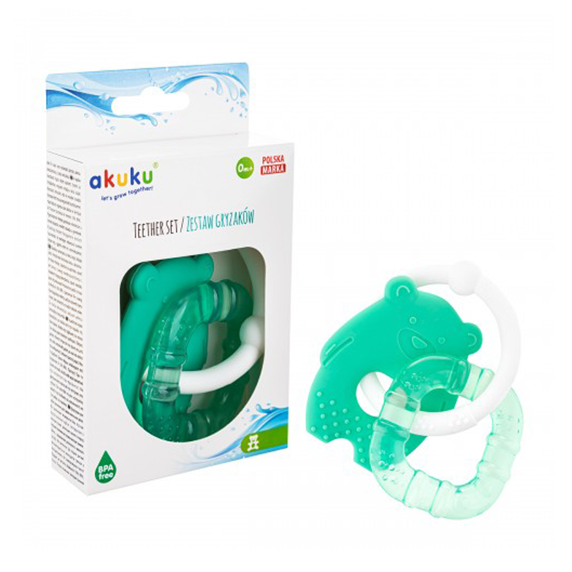 

Набір прорізувачів для зубів Akuku Teethers Set Bear Square, 2 шт (A0124)