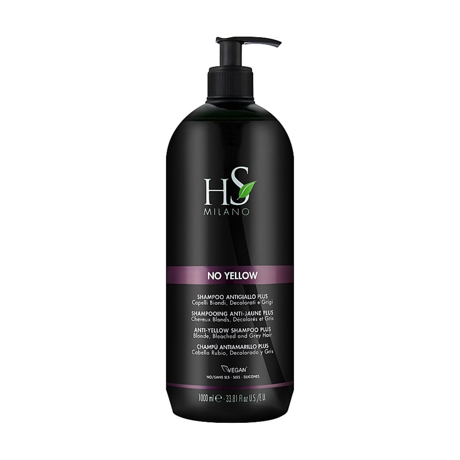 

Уцінка! Безсульфатний шампунь HS Milano No Yellow Anti-Yellow Shampoo Plus проти жовтизни, для блонда, освітленого та сивого волосся, 1 л