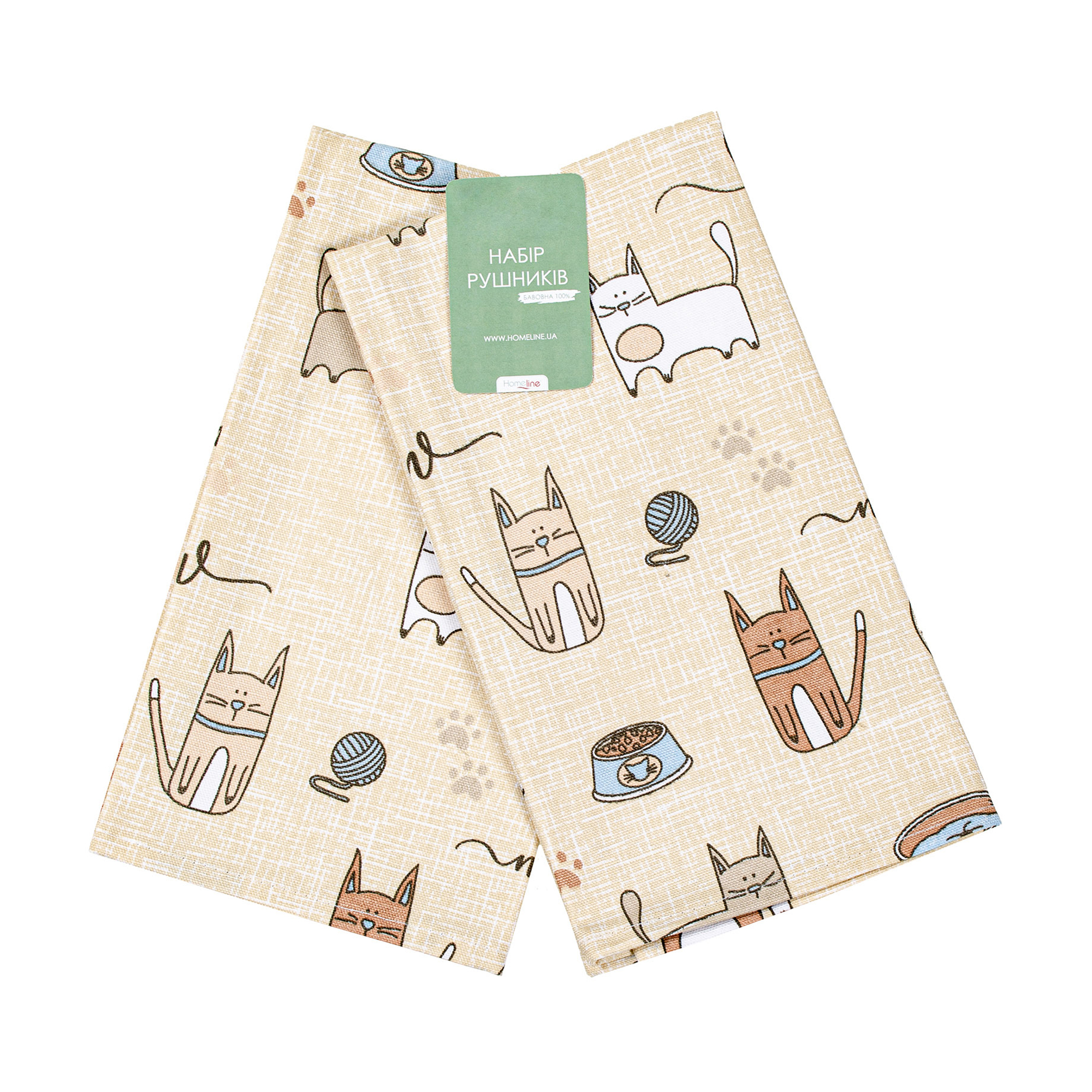 

Набір кухонних рушників Home Line Кіт на кухні, пісочний, 40*60 см, 2 шт (175290)