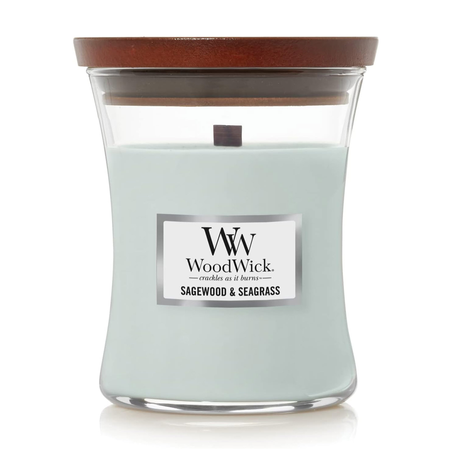

Ароматична свічка в склянці WoodWick Hourglass Candle Medium Sagewood & Seagrass, 275 г