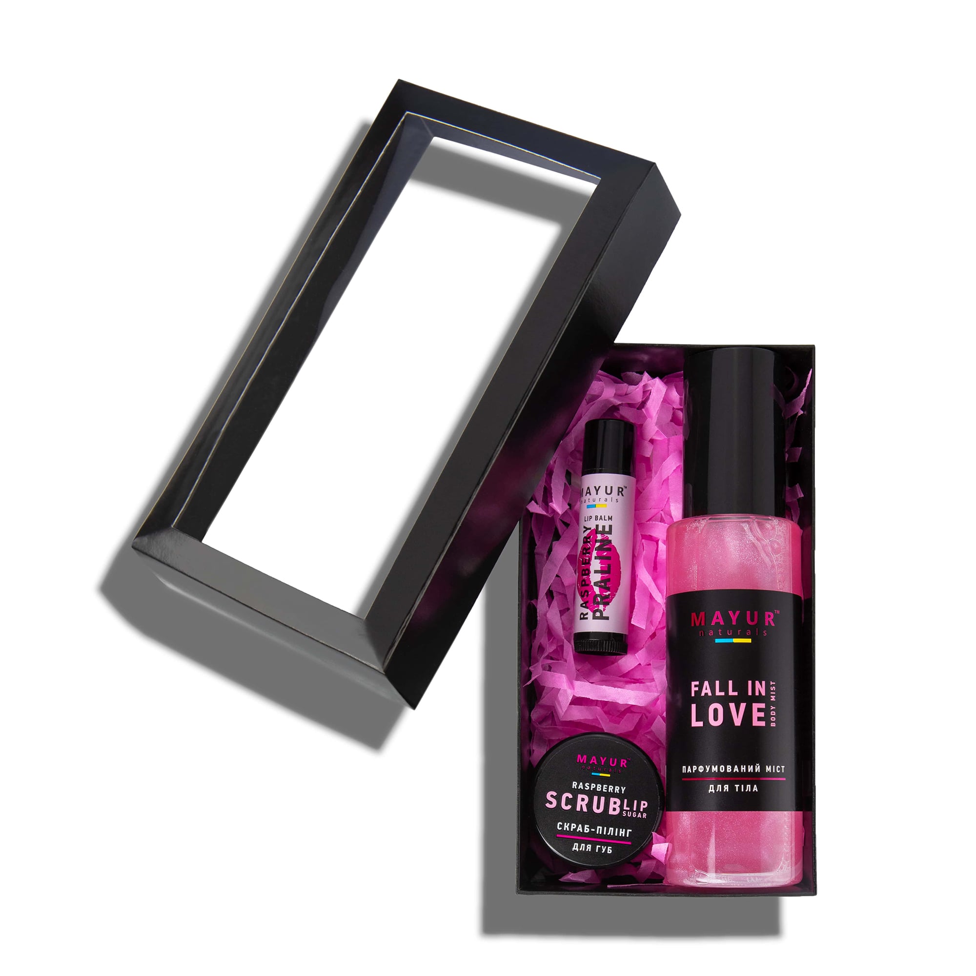 

Набір для тіла та обличчя Mayur Малинова закоханість (міст для тіла, 100 мл + бальзам для губ, 5 г + скраб для губ, 15 г)