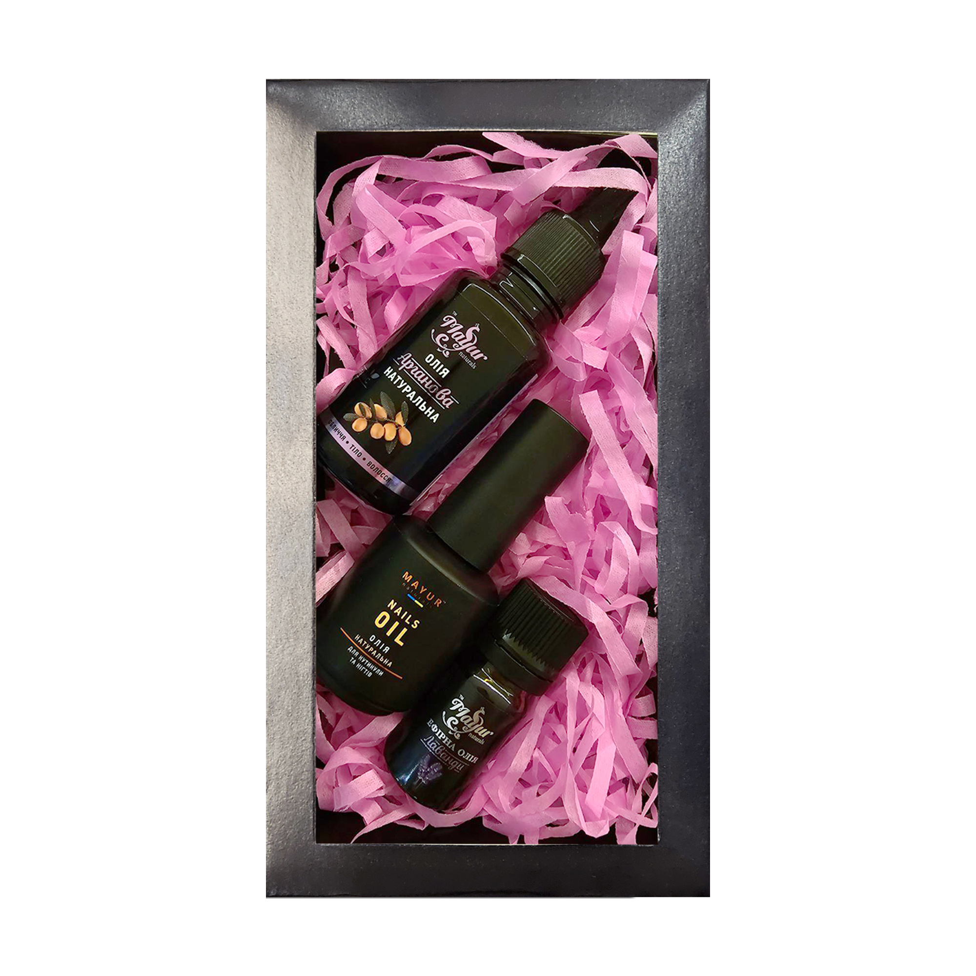 

Уцінка! Набір для тіла та волосся Mayur Лаванда, аргана та апельсин (олія для кутикули та нігтів, 15 мл + арганова олія, 30 мл + ефірна олія, 5 мл)