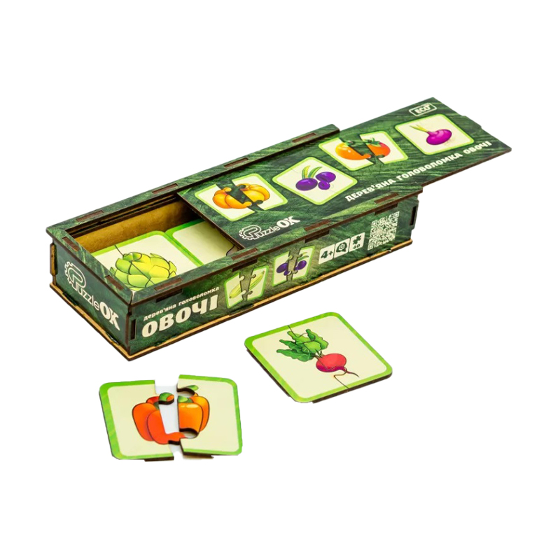 

Дерев'яна головоломка PuzzleOK Овочі, 40 деталей, від 3 років (Puz-95963)