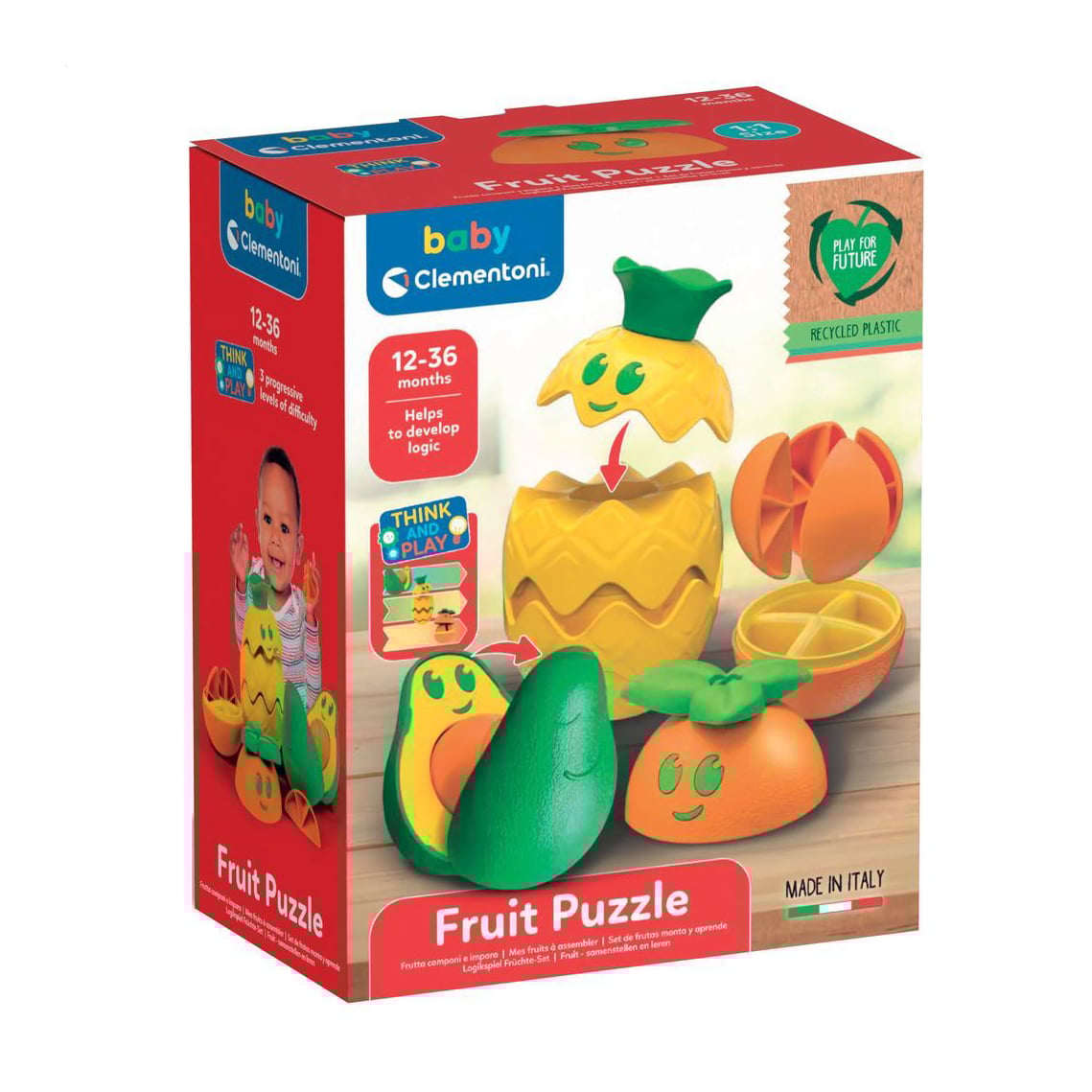 

Розвивальна іграшка Clementoni Фруктові пазли, від 1 року, 24*19.5*11.5 см, 13 деталей (17686)