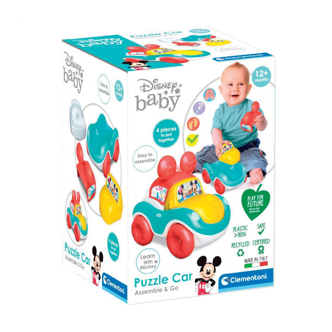 

Розвивальна іграшка-сортер Clementoni Disney Baby Машинка-пазл, від 1 року, 15*22*15 см, 4 деталі (17722)