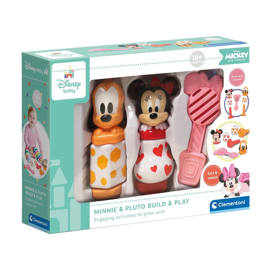 

Дитяча іграшка-конструктор Clementoni Disney Baby Міні та Плуто, від 1.5 року, 25*19*6 см, 7 деталей (17842)