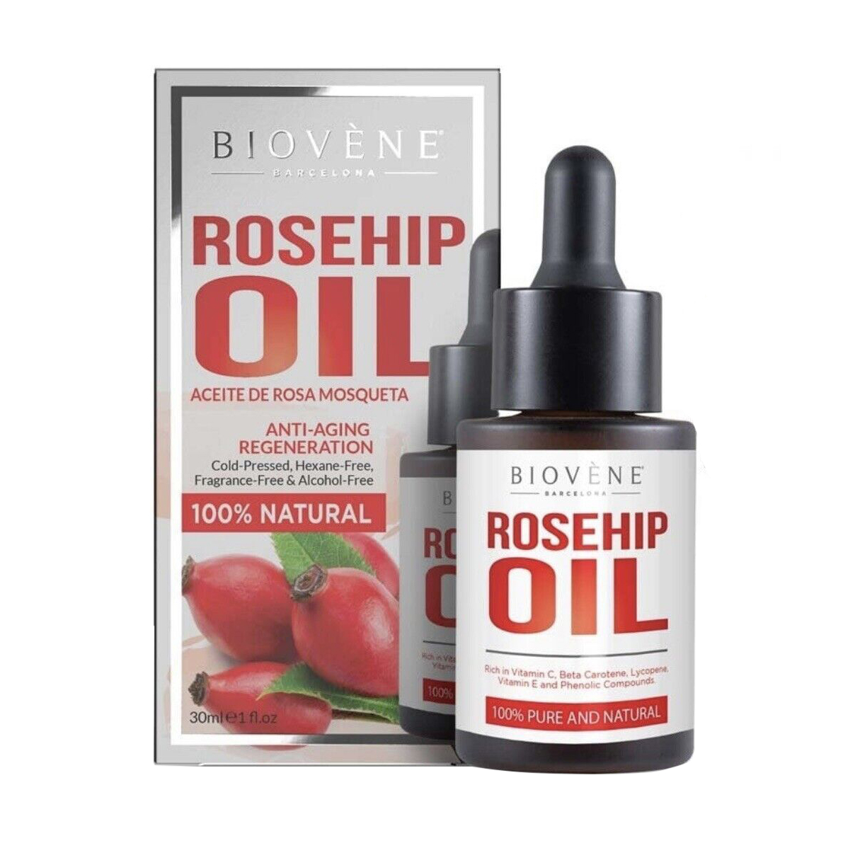 

Олія шипшини для волосся, обличчя та тіла Biovene Pure & Natural Roseship Oil, 30 мл